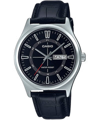 Casio Men's Watch, Black Dial Black Leather Strap, MTP-V006L-1CUDF