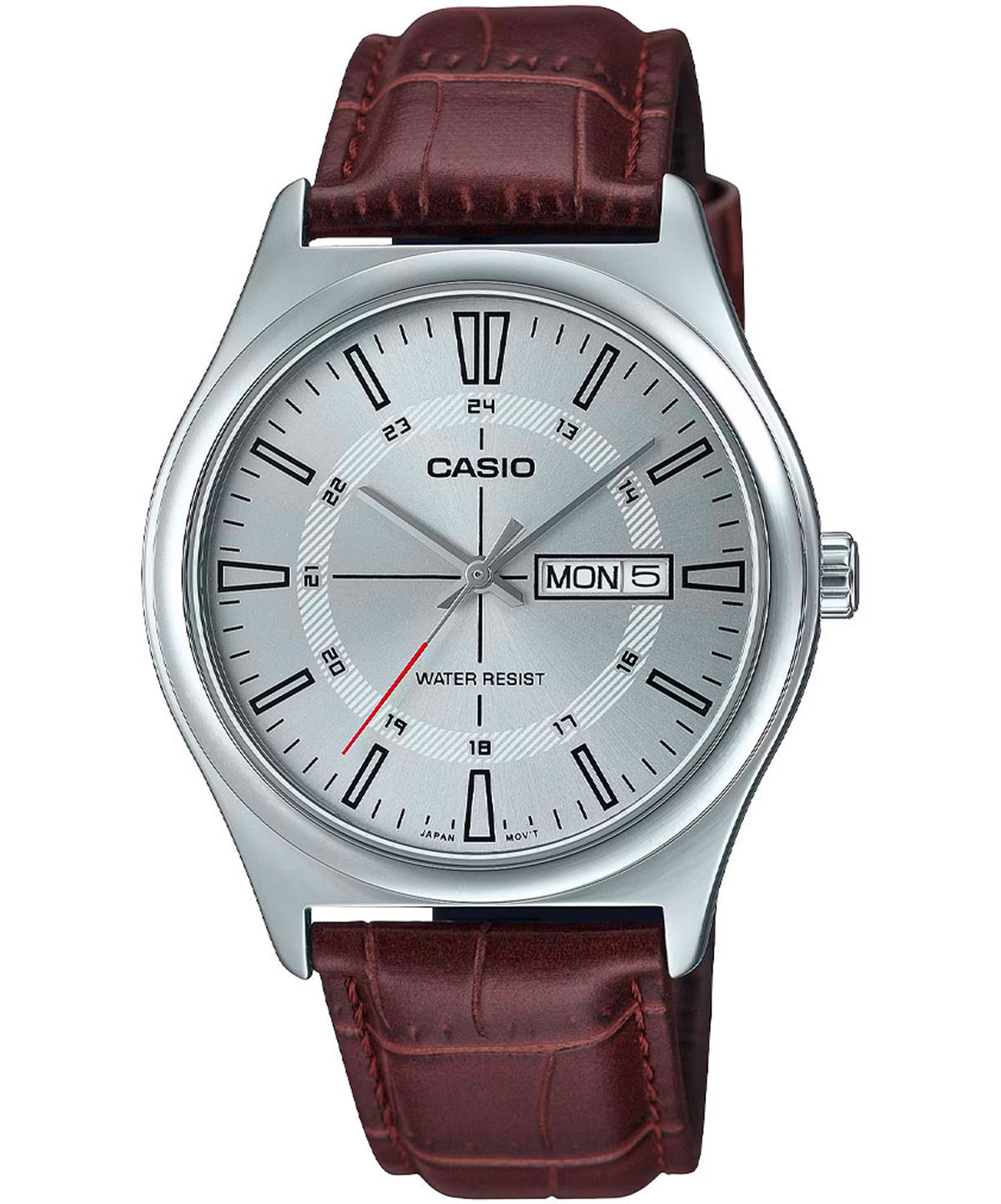 Casio Men's Watch, White Dial Black Leather Strap, MTP-V006L-7CUDF