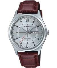 Casio Men's Watch, White Dial Black Leather Strap, MTP-V006L-7CUDF