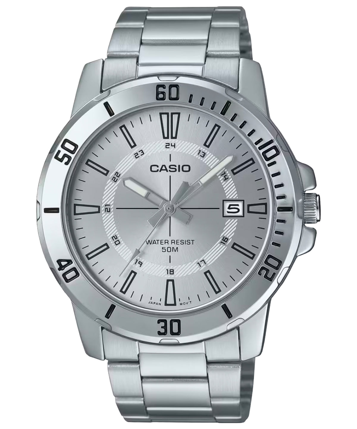 Casio Men's Watch, Silver Dial Silver Stainless Steel Strap, MTP-VD01D-7CVUDF