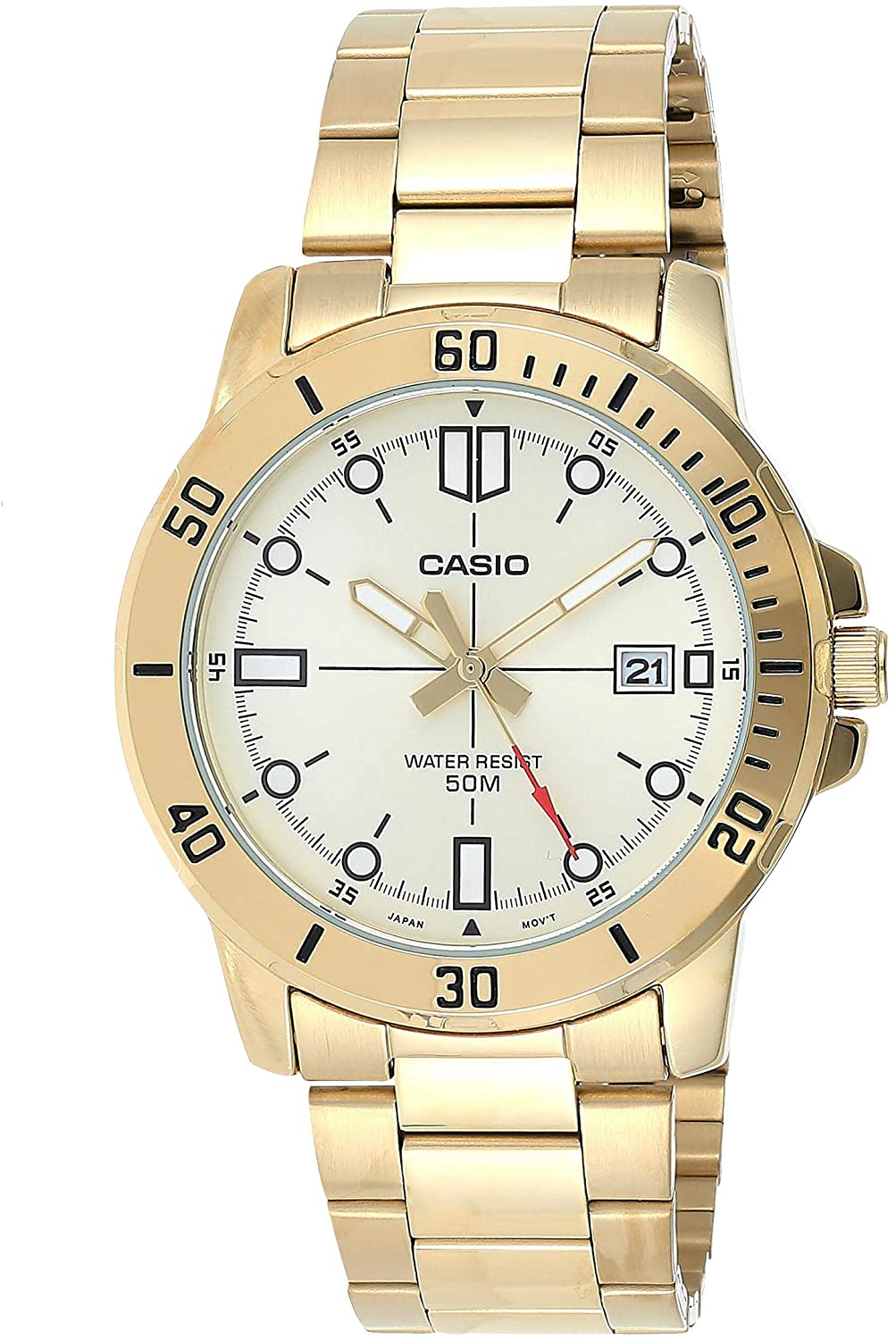 Casio Men's Watch, Gold Dial Gold Stainless Steel Strap,MTP-VD01G-9EVUD