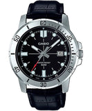 Casio Men's Watch Analog, Black Dial Black Leather Strap, MTP-VD01L-1EVUD