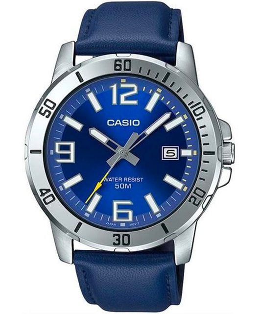Casio men analog watch, blue dial with comfortable strap, model CS-MTP-VD01L-2BVUD, Bahrain
