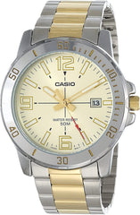 Casio Men's Watch, Gold Dial Two Toned Stainless Steel Strap, MTP-VD01SG-9BVU