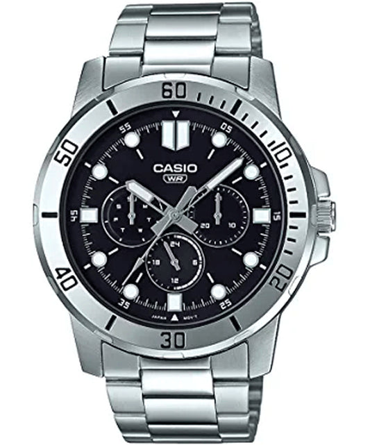 Casio men analog watch, black dial with comfortable strap, model CS-MTP-VD300D-1EUD, Bahrain