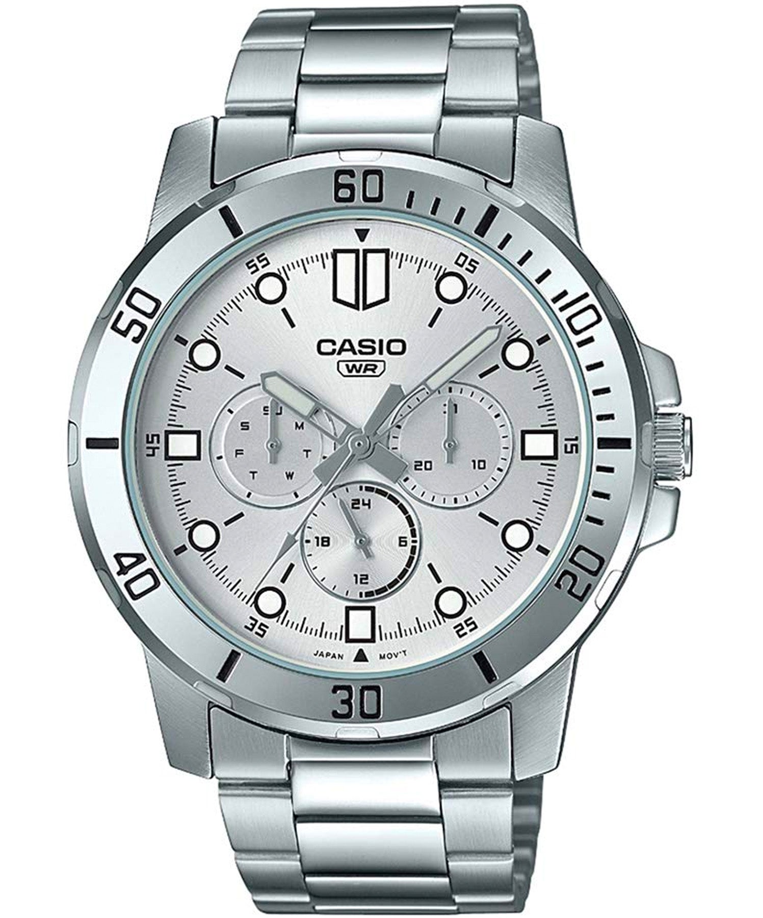 Casio Men's Watch Analog, Silver Dial Silver Stainless Steel Strap, MTP-VD300D-7EUD