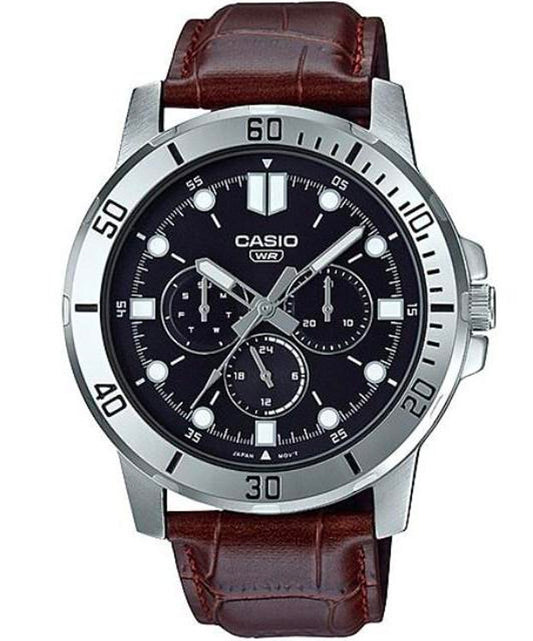 Casio men analog watch, black dial with comfortable strap, model CS-MTP-VD300L-1EUD, Bahrain