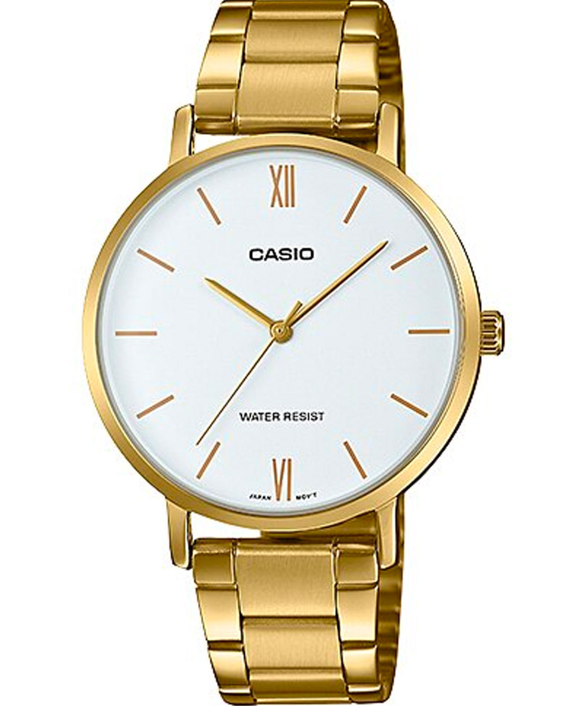 Casio Men's Watch Analog, White Dial Gold Stainless Steel Strap, MTP-VT01G-7BUDF