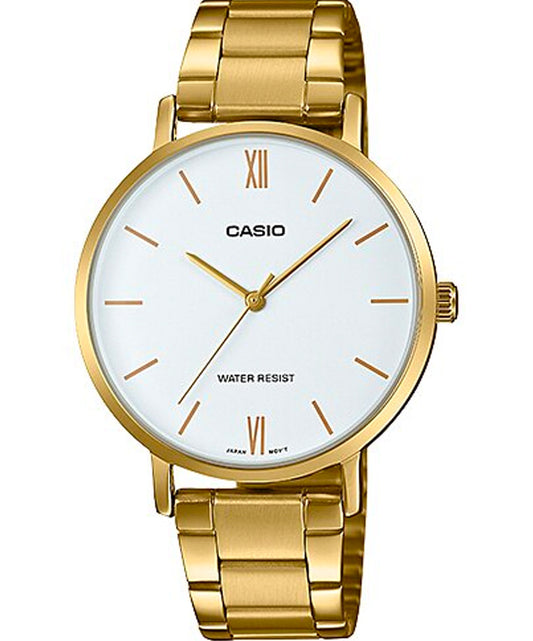 Casio men analog watch, white dial with comfortable strap, model CS-MTP-VT01G-7BUDF, Bahrain