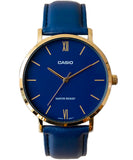 Casio Men's Watch Analog, Blue Dial Blue Leather Strap, MTP-VT01GL-2BUD