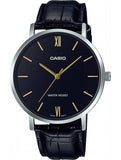 Casio Men's Watch Analog, Black Dial Black Leather Strap, MTP-VT01L-1BUDF