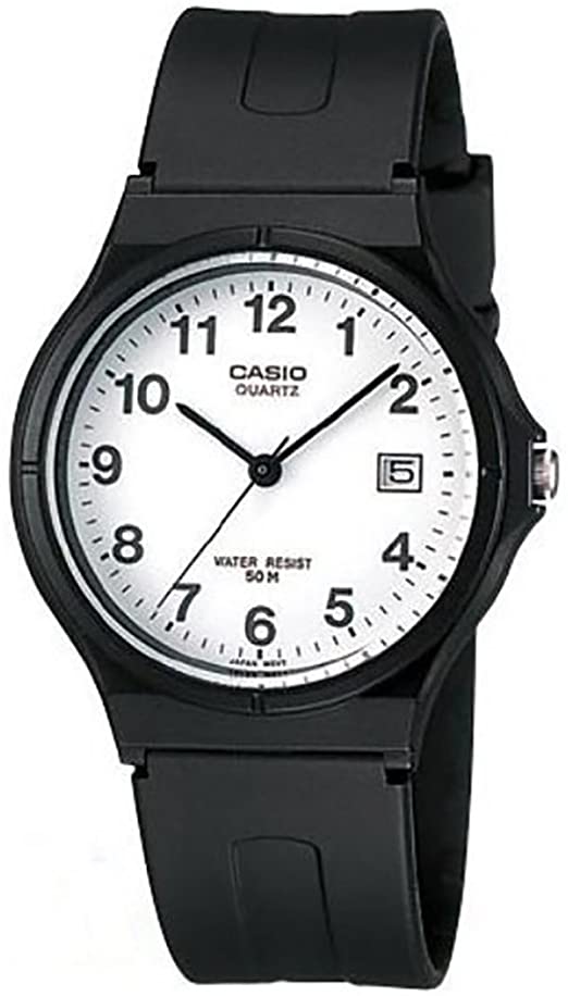 Casio men analog watch, white dial with comfortable strap, model CS-MW-59-7BVDF, Bahrain