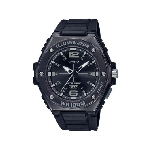 Casio Men's Watch Analog, Black Dial Black Resin Strap, MWA-100HB-1AVDF