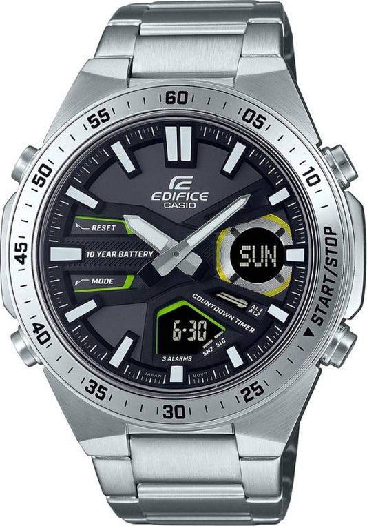 Edifice men analog watch, black dial with comfortable strap, model GS-EFV-C110D-1A3VDF, Bahrain