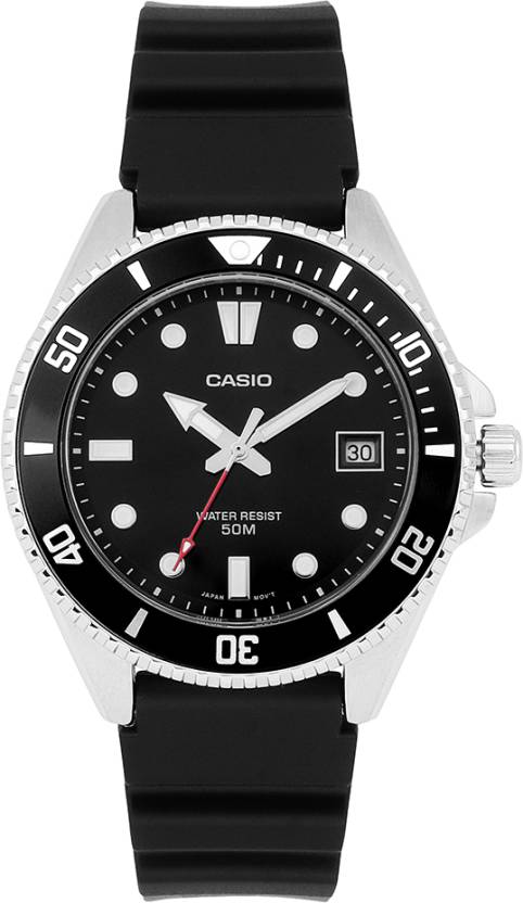 Casio Men's Watch Analog, Black Dial Black Resin Band, MDV-10-1A1VDF