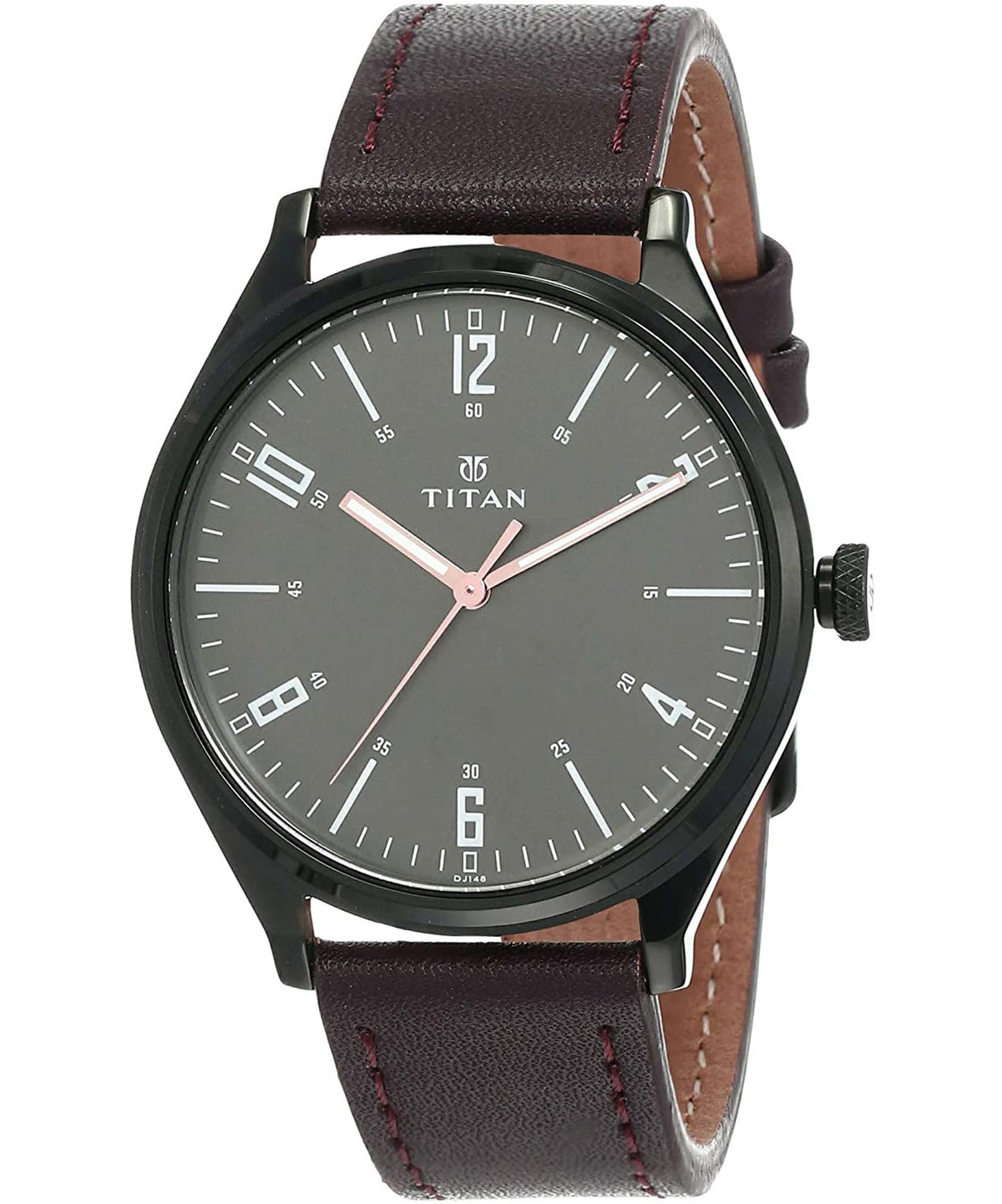 Titan Men's Watch Regalia Collection Analog, Black Dial Brown Leather Strap, 1802NL01