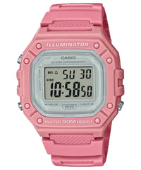 Casio Women Watch Digital, Silver Dial Pink Resin Strap, W-218HC-4AVDF