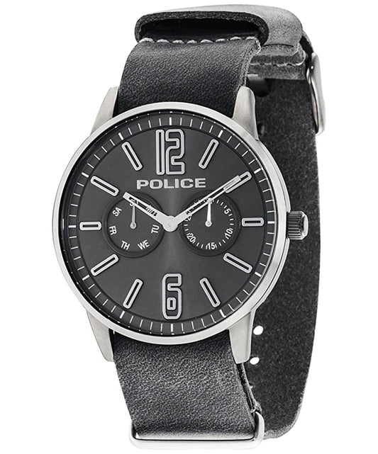 Police men analog watch, black dial with comfortable strap, model PO-P14766JSU-61, Bahrain
