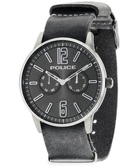 Police Men's Watch Analog, Black Dial Black Leather Band, P14766JSU-61