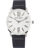 Police Men's Watch Analog, White Dial Black LeatherBand, P15142JS-04