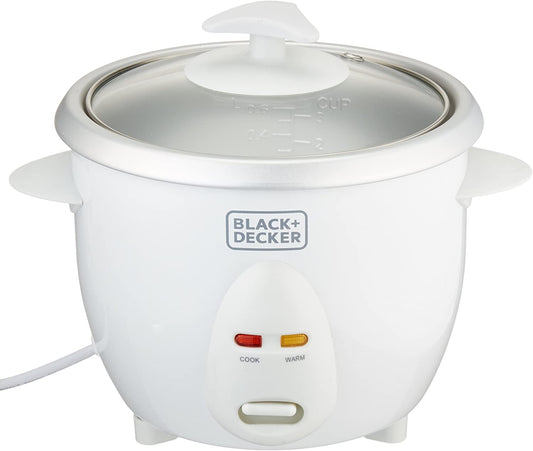 Black+Decker 350W 0.6L, 2.5 Cup Rice Cooker, White, RC650 Rice Cooker BL-RC650