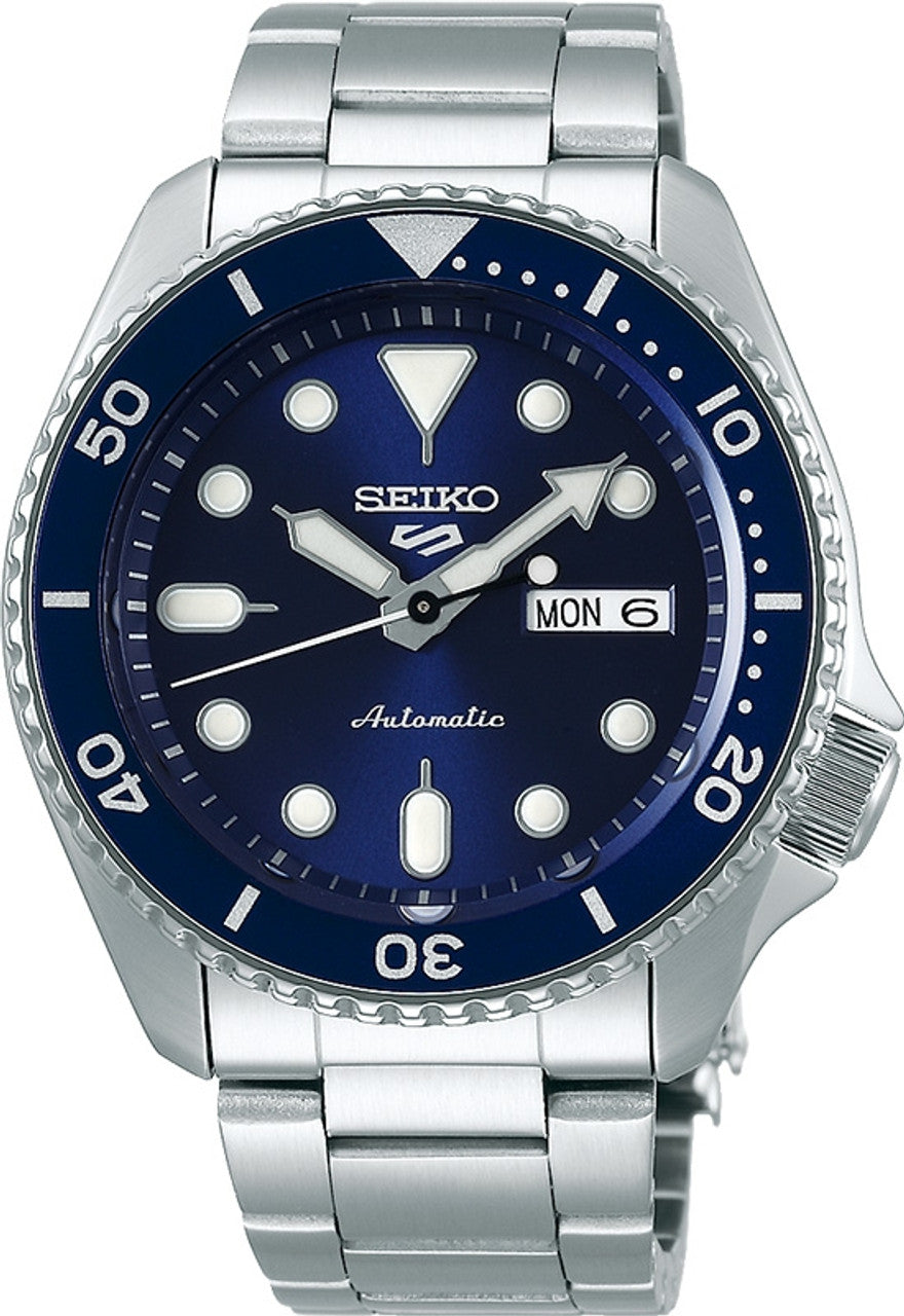 Seiko Men's Sports Watch, Automatic 21 Jewels Blue Dial Silver Stainless Band, SRPD51K