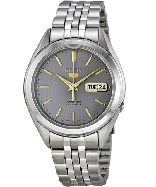 Seiko Men's Mechanical Watch,  Automatic 21 Jewels Grey Dial Silver Stainless Band, SNKL19J authentic Seiko watch with original box and warranty papers