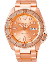 Seiko Men's Sports Mechanical Watch Analog, Pink Dial Pink Stainless Band, SRPE72K