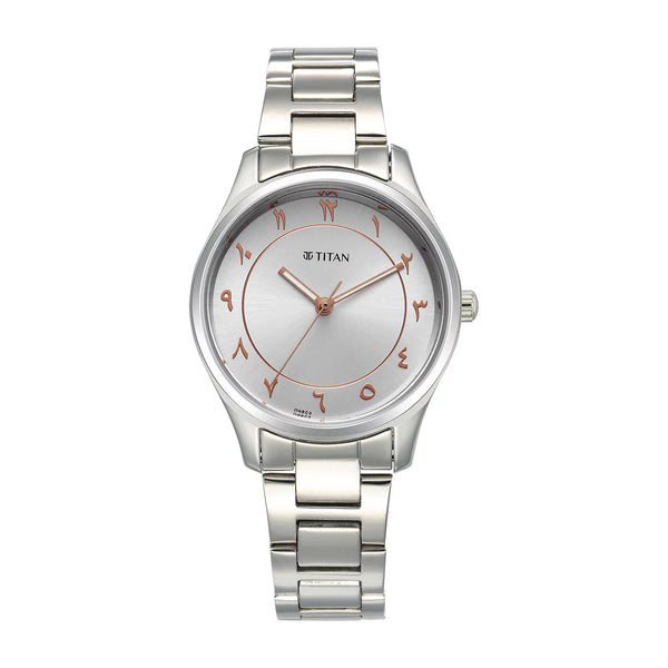 Titan Women's Watch Analog, Silver Dial Silver Stainless Steel Strap, 2639SM11