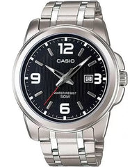 Casio Men's Watch Analog, Black Dial Silver Stainless Steel Strap, MTP-1314D-1AVDF