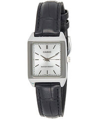 Casio Women's Watch Analog, Silver Dial Black Leather Strap, LTP-V007L-7E1UD