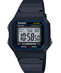 Casio Men's Watch Digital, Black Dial Black Resin Strap, W-217H-1AVDF