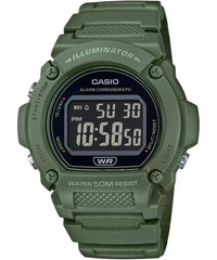 Casio Unisex Watch, Black Dial Green Resin Strap, W-219HC-3BVDF