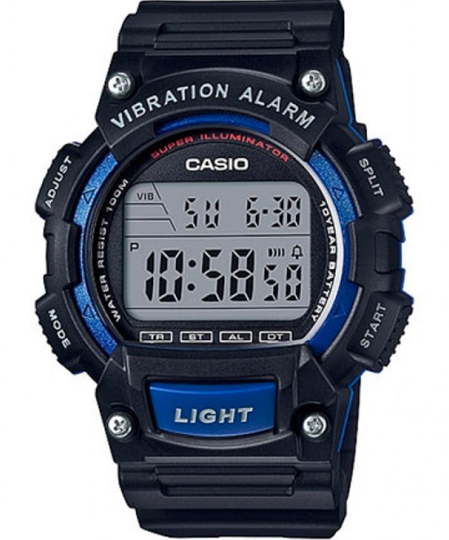 Casio Men's Watch Digital, Black Dial Black Resin Strap, W-736H-2AVDF