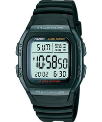 Casio Men's Watch Digital, Black Dial Black Resin Strap, W-96H-1BVDF