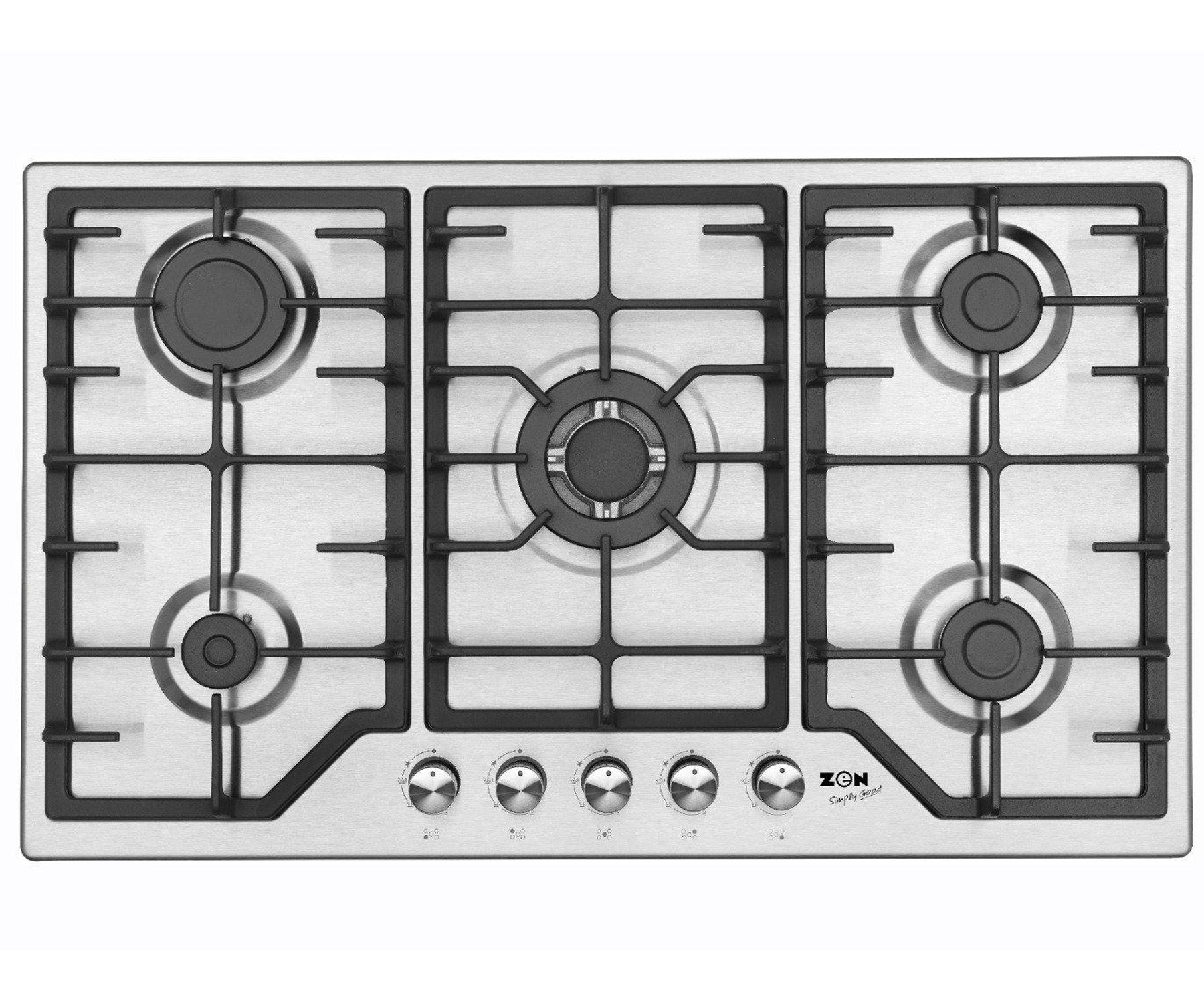 Zen Built-In Gas Hob 90cm 5 Burners Stainless Steel Inox, ZGH90